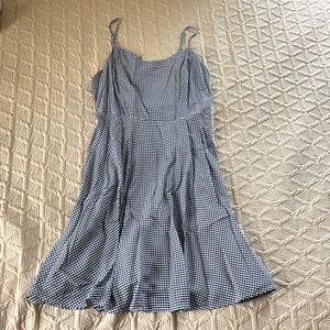 Old Navy Blue and White Checkered Midi Dress